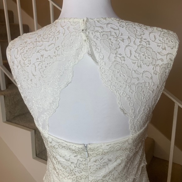 DB Studio Layered Floral Lace Short Bodycon Dress with Keyhole Back White Size 8 - Picture 10 of 16